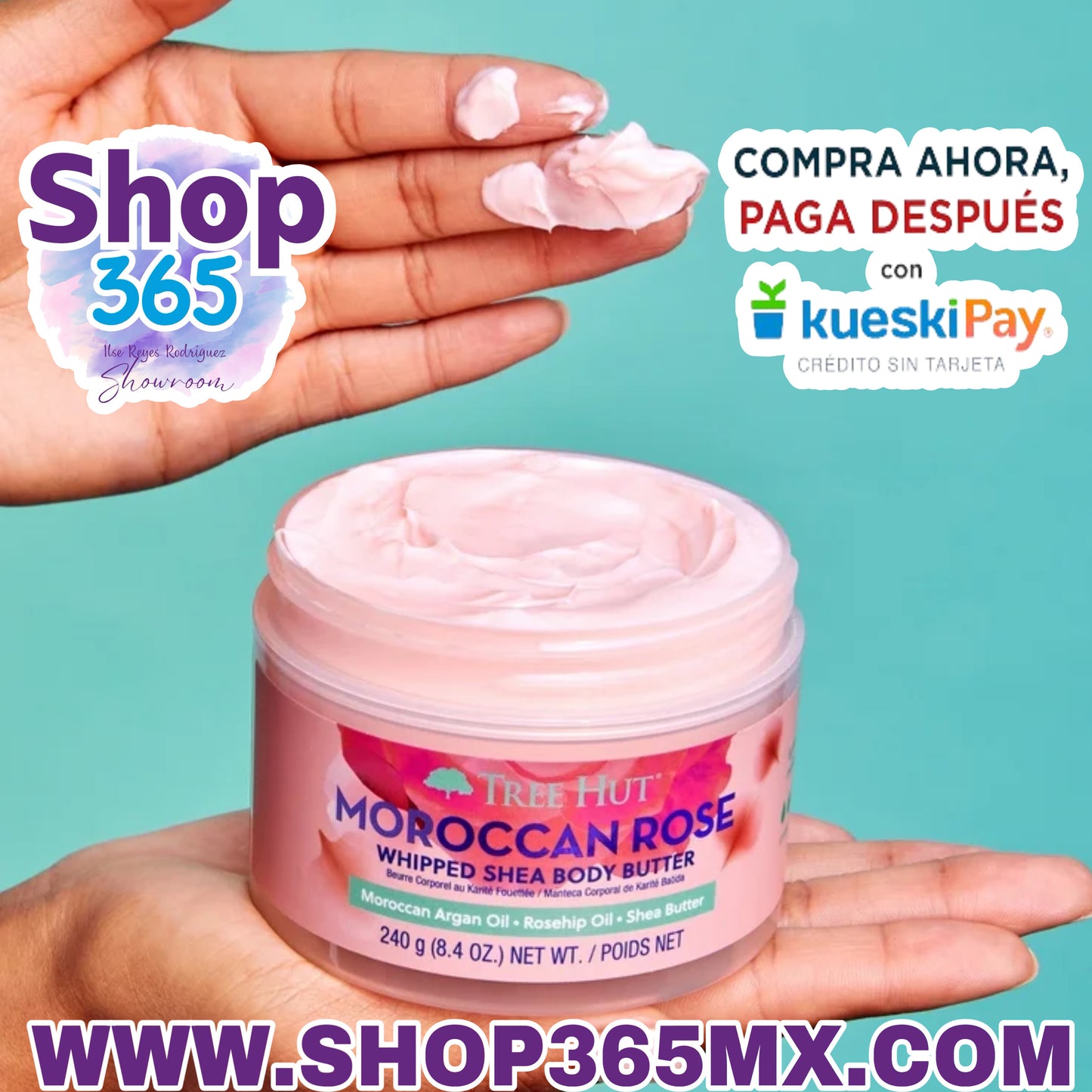 Tree Hut Mantequilla Corporal Batida de Karité Hidratación Ligera para una Piel Suave y Tersa, Rosa Marroquí, 8.4oz