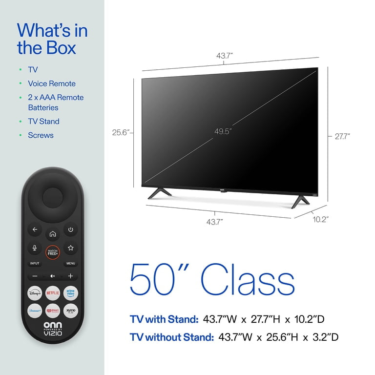 onn 50" Clase 4K UHD con Tecnología VIZIO Smart TV, 50S4V1