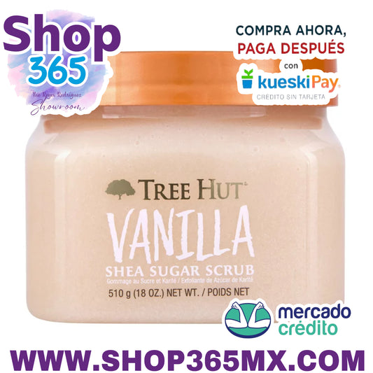 Tree Hut Body Scrub, exfoliante hidratante de azúcar de karité para una piel más suave y tersa, vainilla, 18 oz