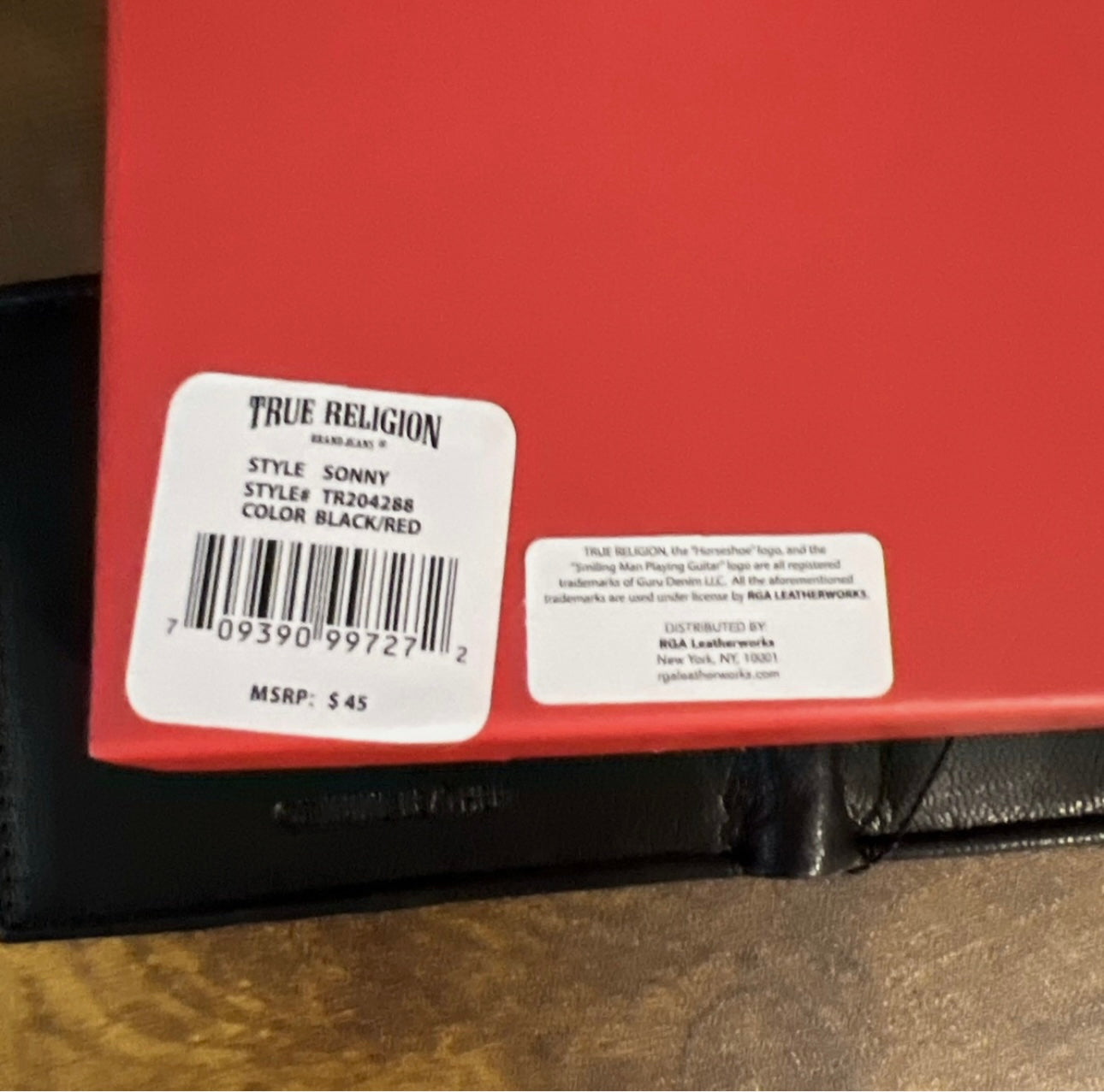 Cartera Bifold True Religion - Cuero Negro ORIGINAL