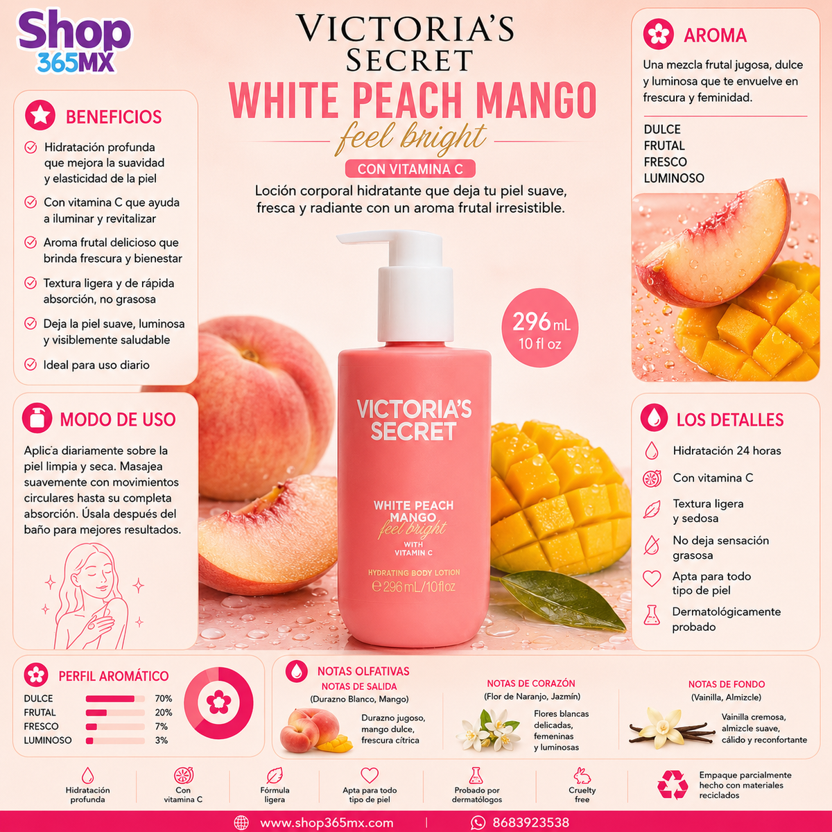 Victoria’s Secret Body Care Hydrating Body Lotion White Peach Mango