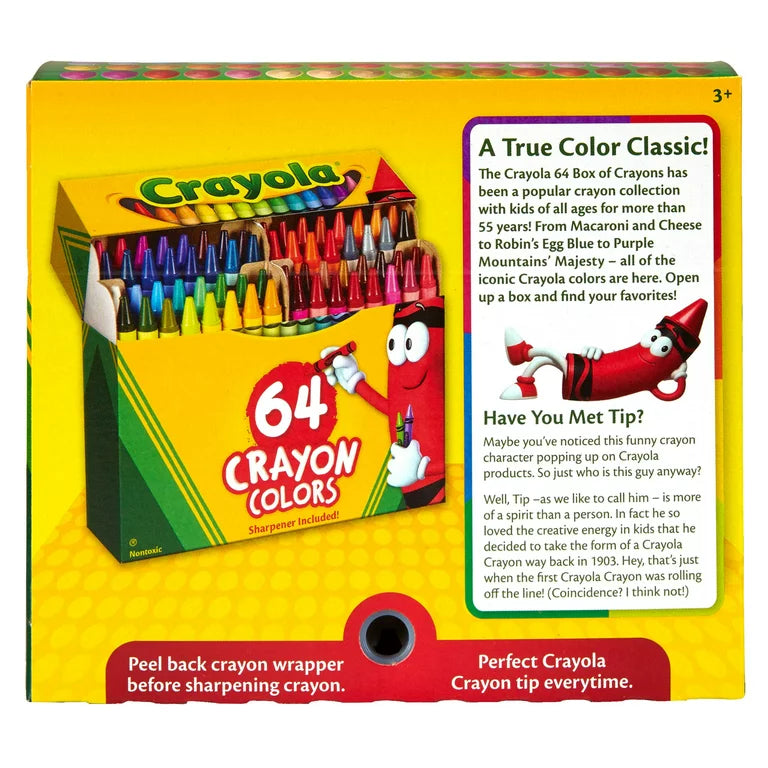 Crayones Crayola, 64 quilates, útiles de regreso a la escuela para niños, artículos para maestros, regalo