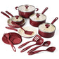 Juego de utensilios de cocina antiadherentes de cerámica Tramontina Ceramaware de 20 piezas, color vino.