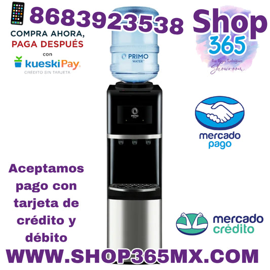 Primo Water Dispensador de agua de carga superior negro e inoxidable de 3 o 5 galones, modelo 900127