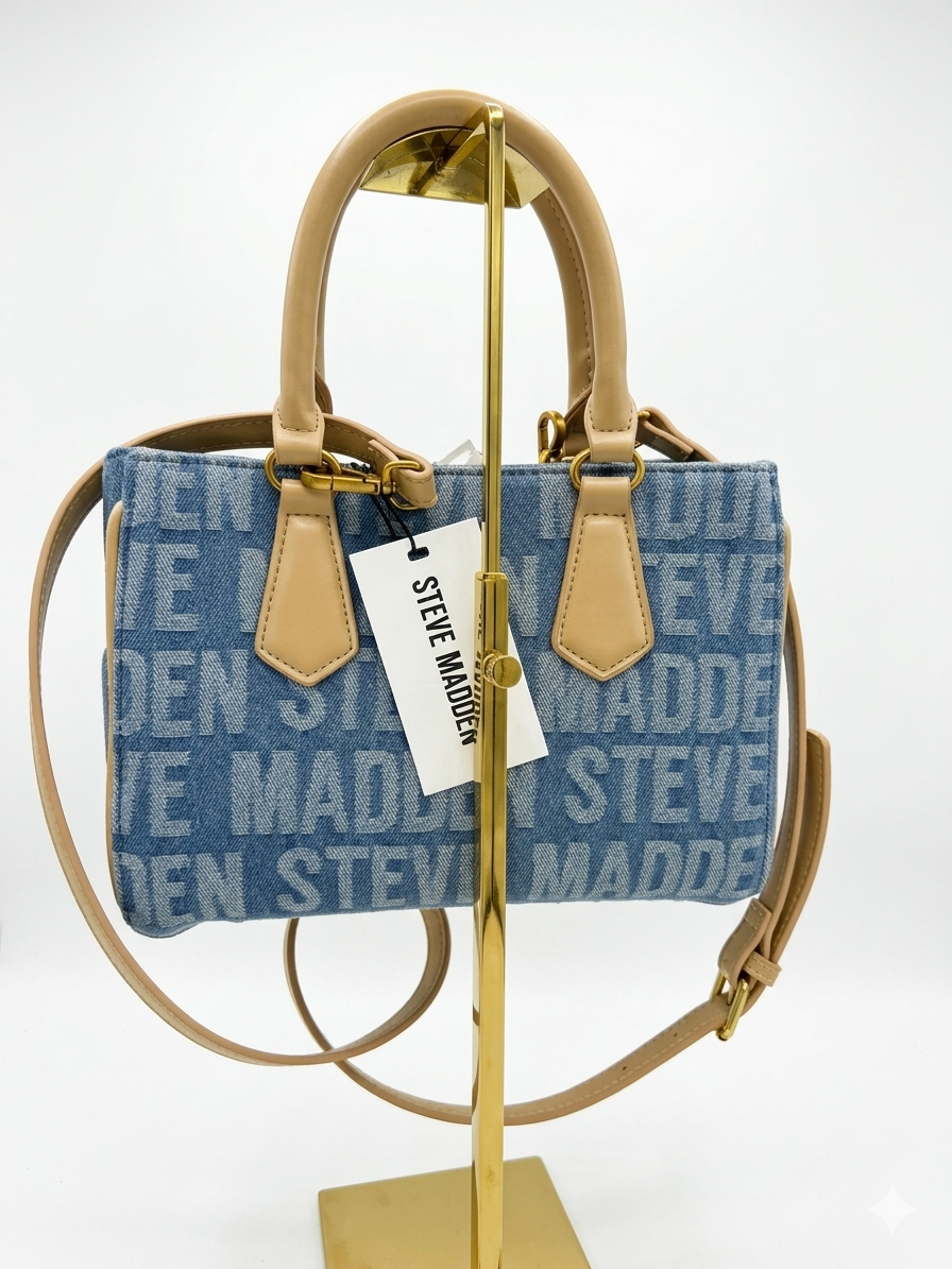 BOLSA STEVE MADDEN BLUE MULT BMICKEY DENIM SATCHEL MODELO DR144600
