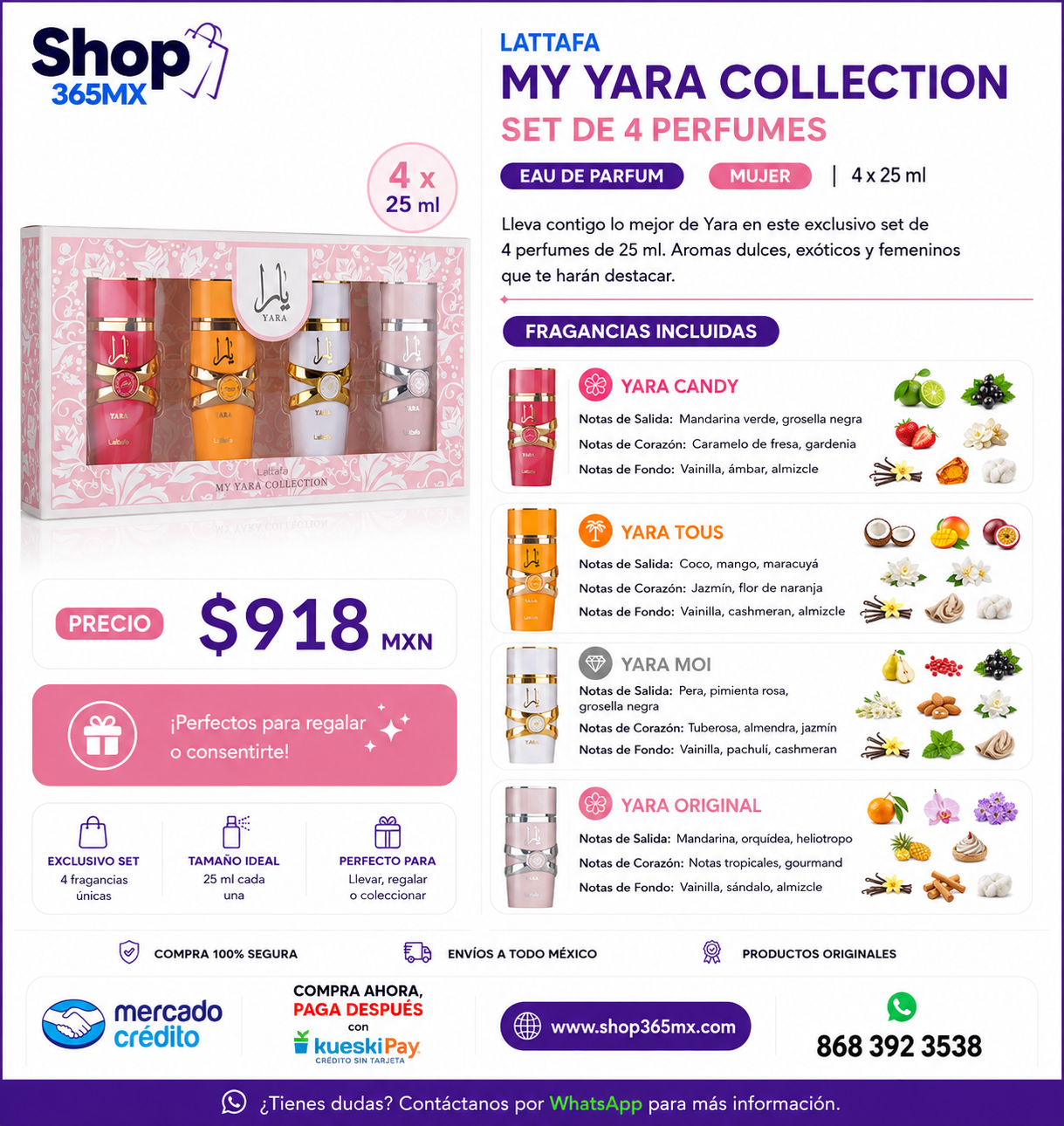 Set Lattafa My Yara Collection 4 pz 25ml EDP