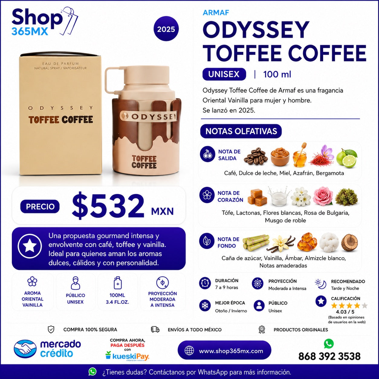 ARMAF Odyssey Toffee Coffee EDP U 100ML