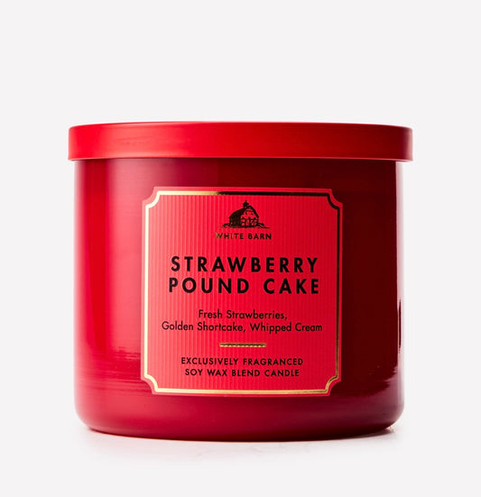 Bath & Body Works Strawberry Pound Cake Vela 3 Mechas 411 g