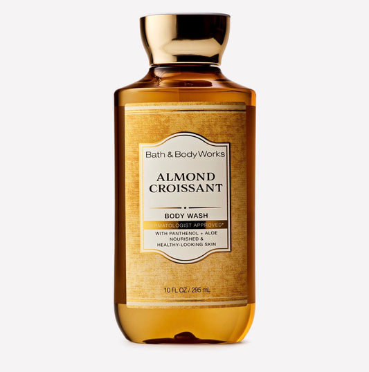 Bath & Body Works Almond Croissant Body Wash 295 ml – Gel de Baño Gourmand con Aloe y Pantenol