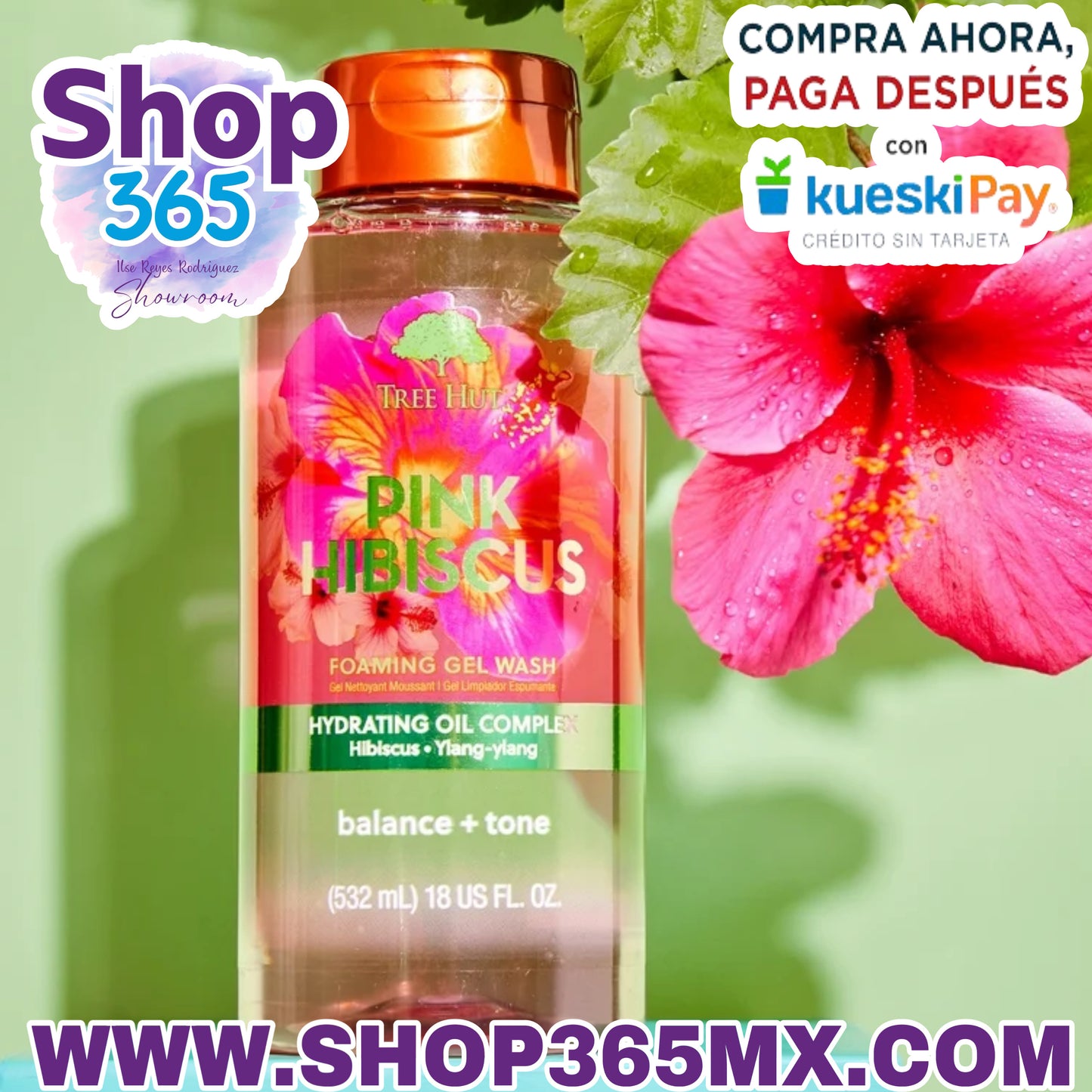 Tree Hut Pink Hibiscus Gel de lavado espumoso, 18 onzas líquidas