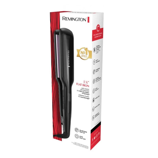 Plancha de pelo Remington de titanio de 1 3/4", tecnología antiestática, color negro