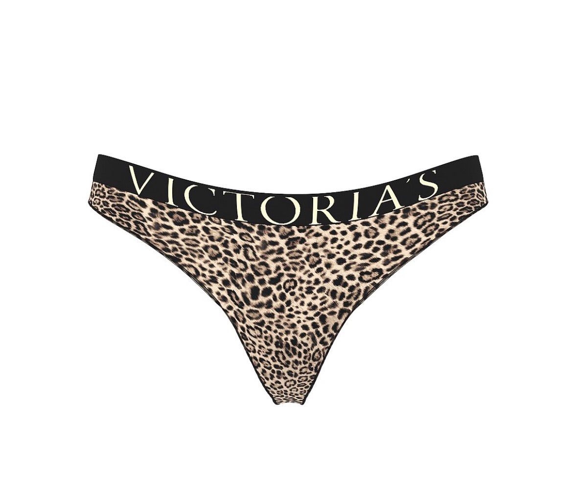 Victoria’s Secret Logo Waist Thong – Leopard Print 🐆🖤