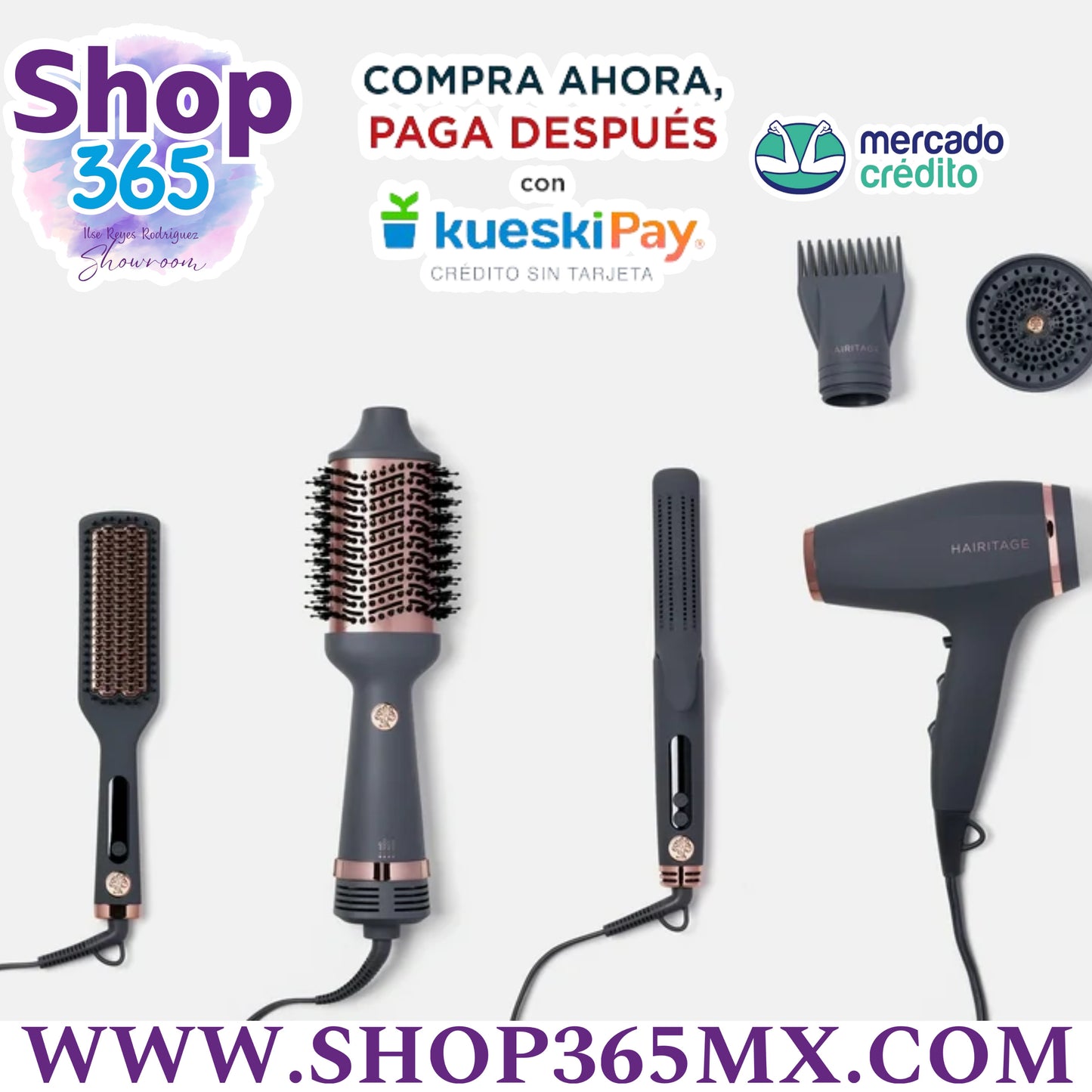 Hairitage Secadora de Pelo Volumizing Cerámica Brush para Rizar y Enderezar