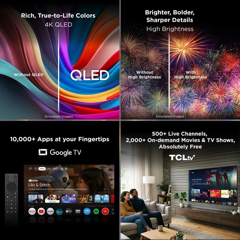 TCL 50" Serie Q QLED 4K UHD HDR Smart Google TV (Nuevo 2025) - Dolby Vision, Dolby Atmos, Motion Rate 240, HDR 10+, Modo de Juego Automático - 50Q51K