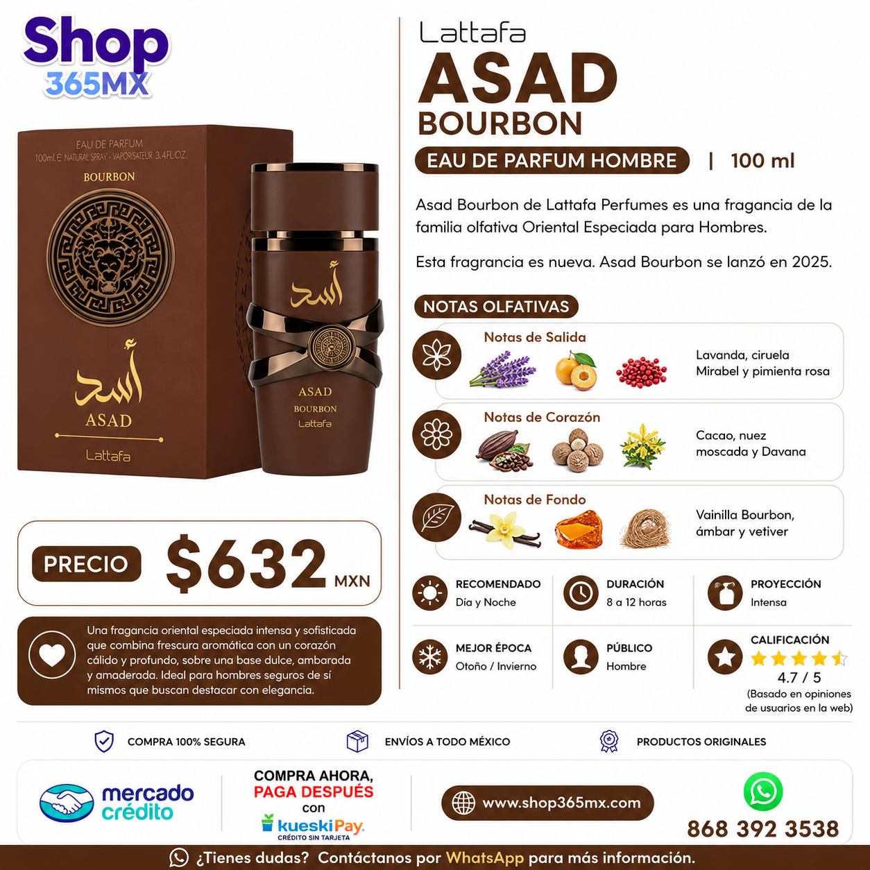 Lattafa Asad Bourbon EDP H 100ML