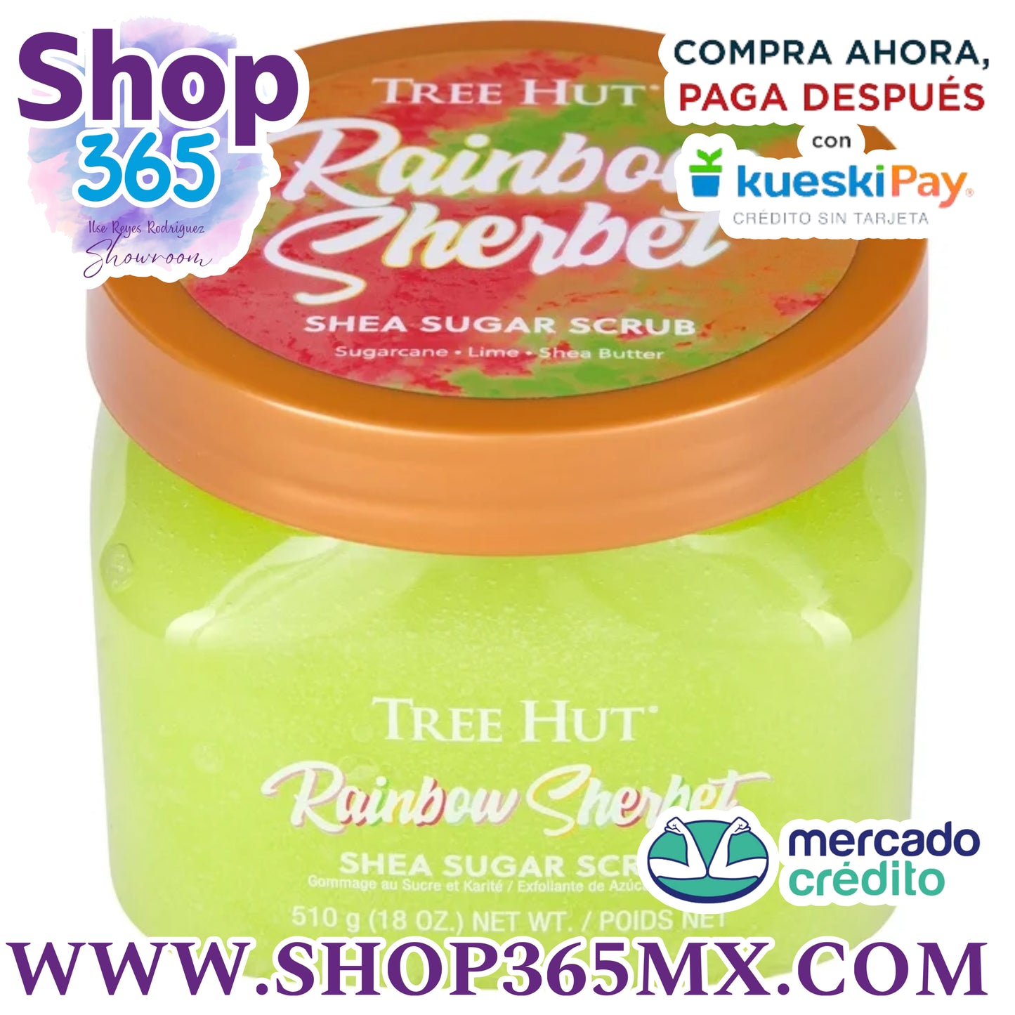 Exfoliante de azúcar Tree Hut Rainbow Sherbet, 18 oz