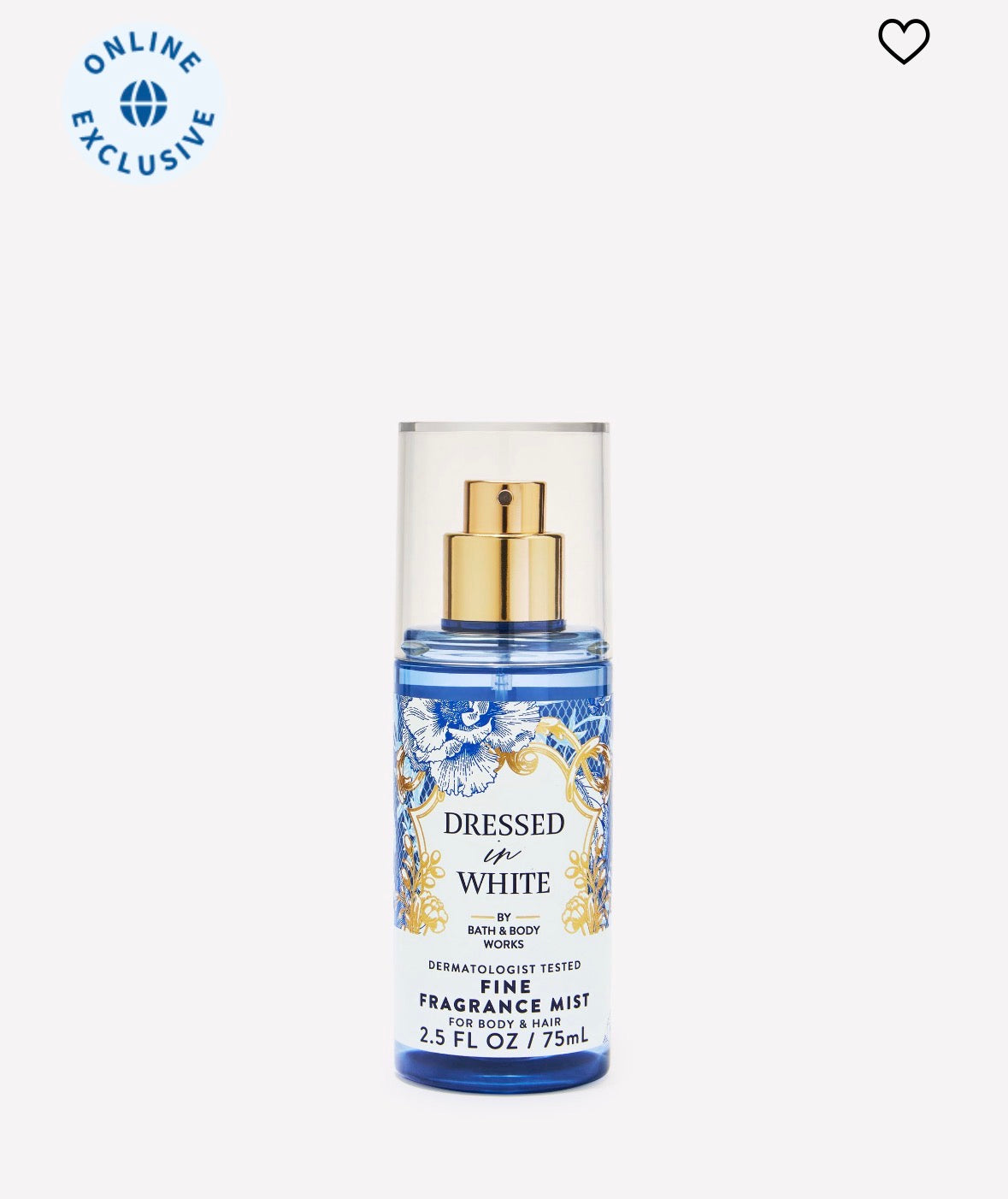 Bath & Body Works Dressed In White Fine Fragrance Mist Mini 75 ml | Spray Corporal Floral