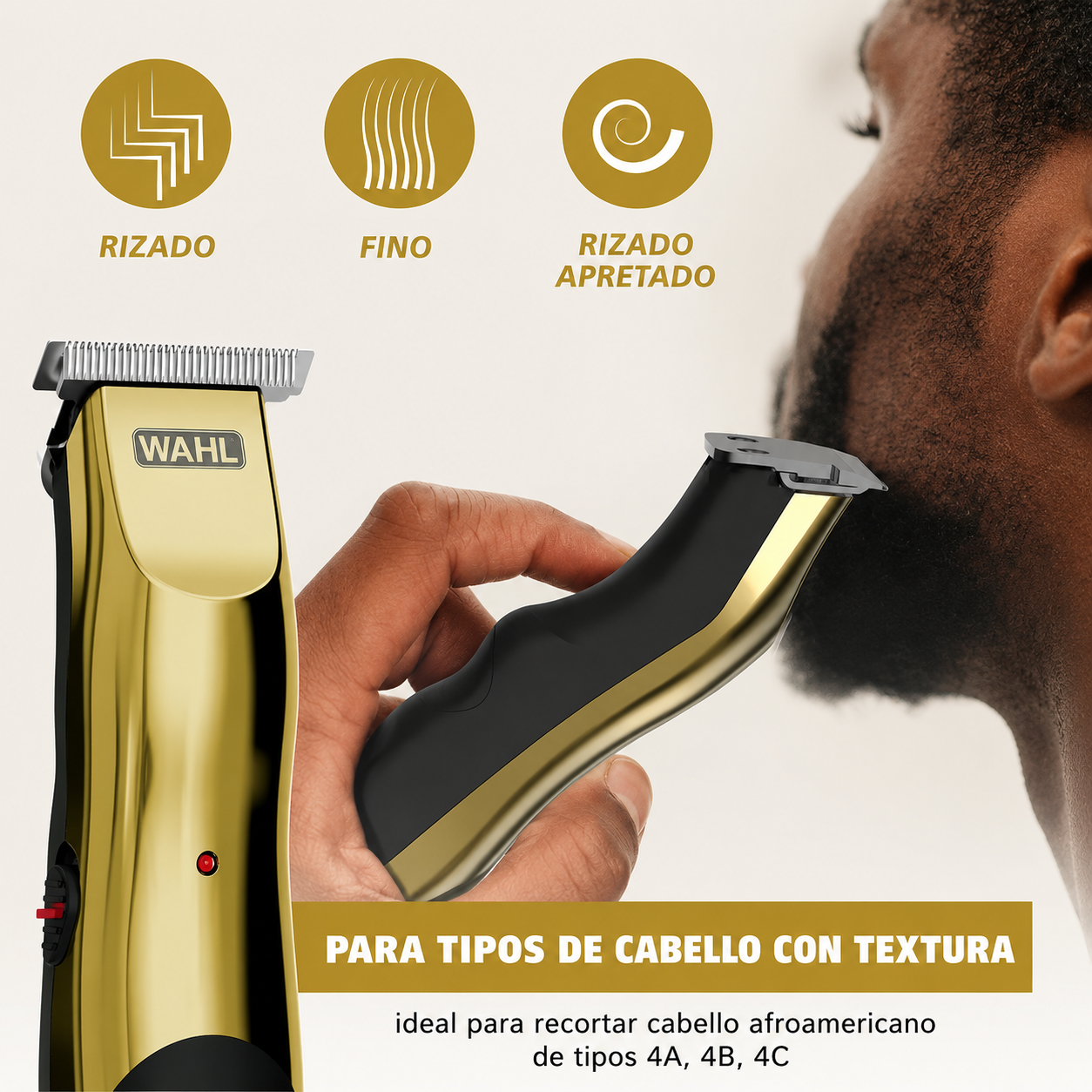 Wahl T-Pro Plus, USB Rechargeable Battery Trimmer, Gold with Rubber Grips - 3028171