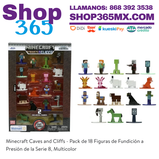 Minecraft Caves and Cliffs - Pack de 18 Figuras de Fundición a Presión de la Serie 8, Multicolor