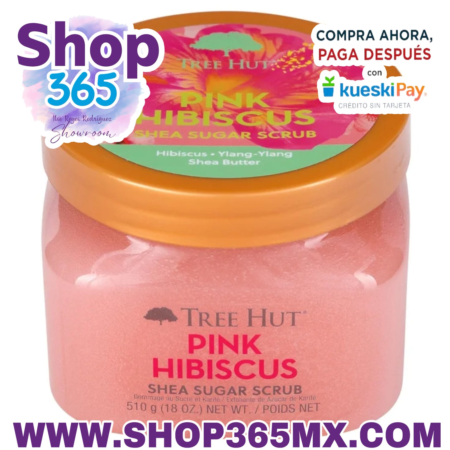 Tree Hut Exfoliante Corporal Exfoliante Hidratante de Karité para una Piel Más Suave y Tersa, Hibisco Rosado, 18 oz