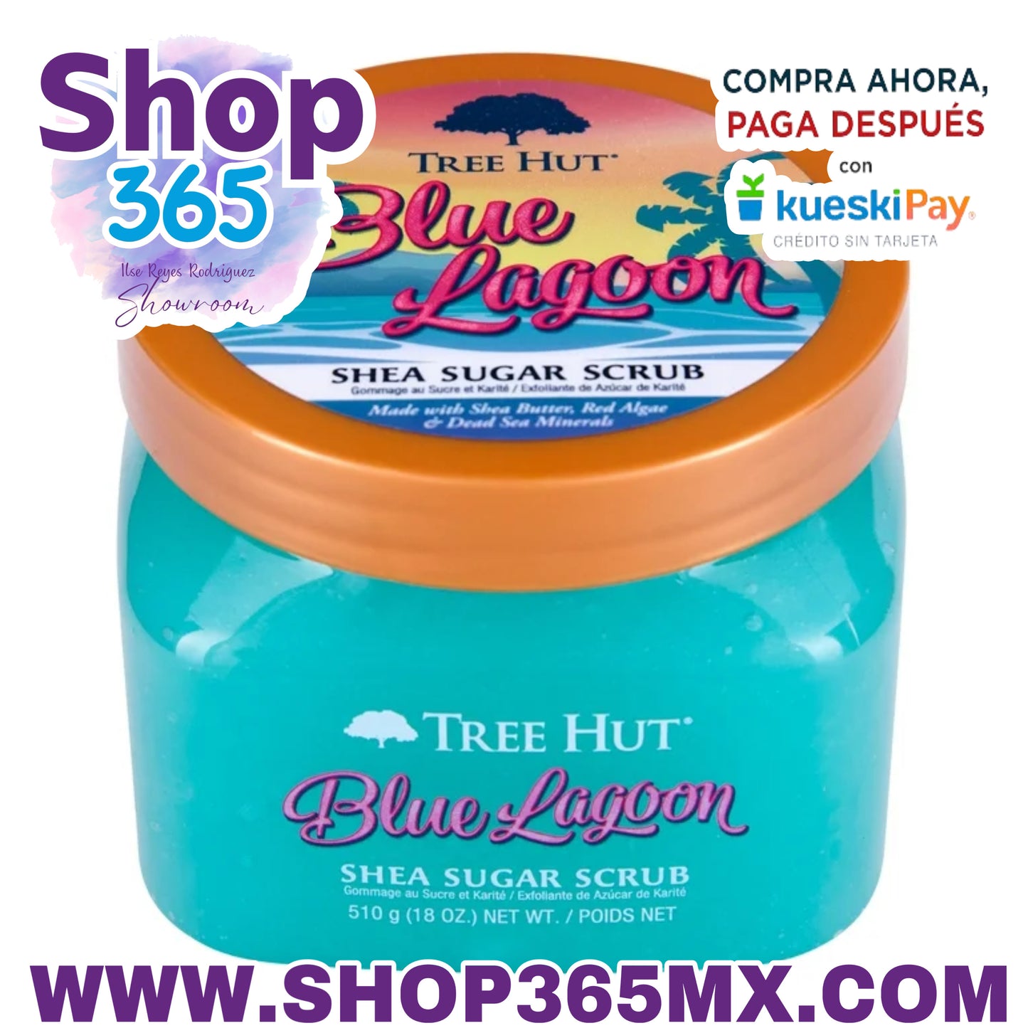 Tree Hut Blue Lagoon Shea Sugar Cuerpo Exfoliante E Hidratante Exfoliante, 18 Oz..