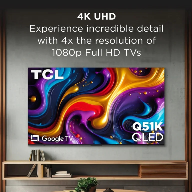 TCL 50" Serie Q QLED 4K UHD HDR Smart Google TV (Nuevo 2025) - Dolby Vision, Dolby Atmos, Motion Rate 240, HDR 10+, Modo de Juego Automático - 50Q51K