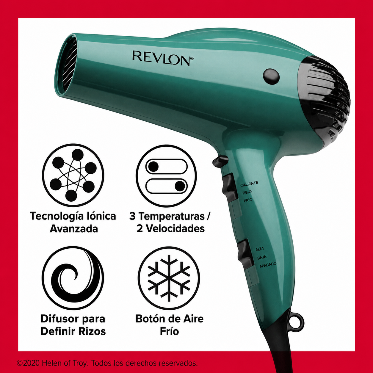 Revlon Secador de Pelo Iónico con Refuerzo de Volumen 1875W, Verde