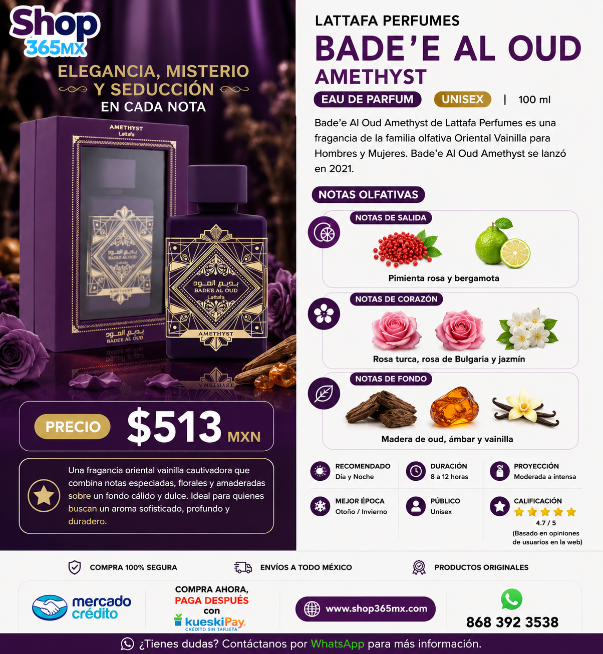 LATTAFA Bade’e Al Oud Amethyst EDP U 100ML