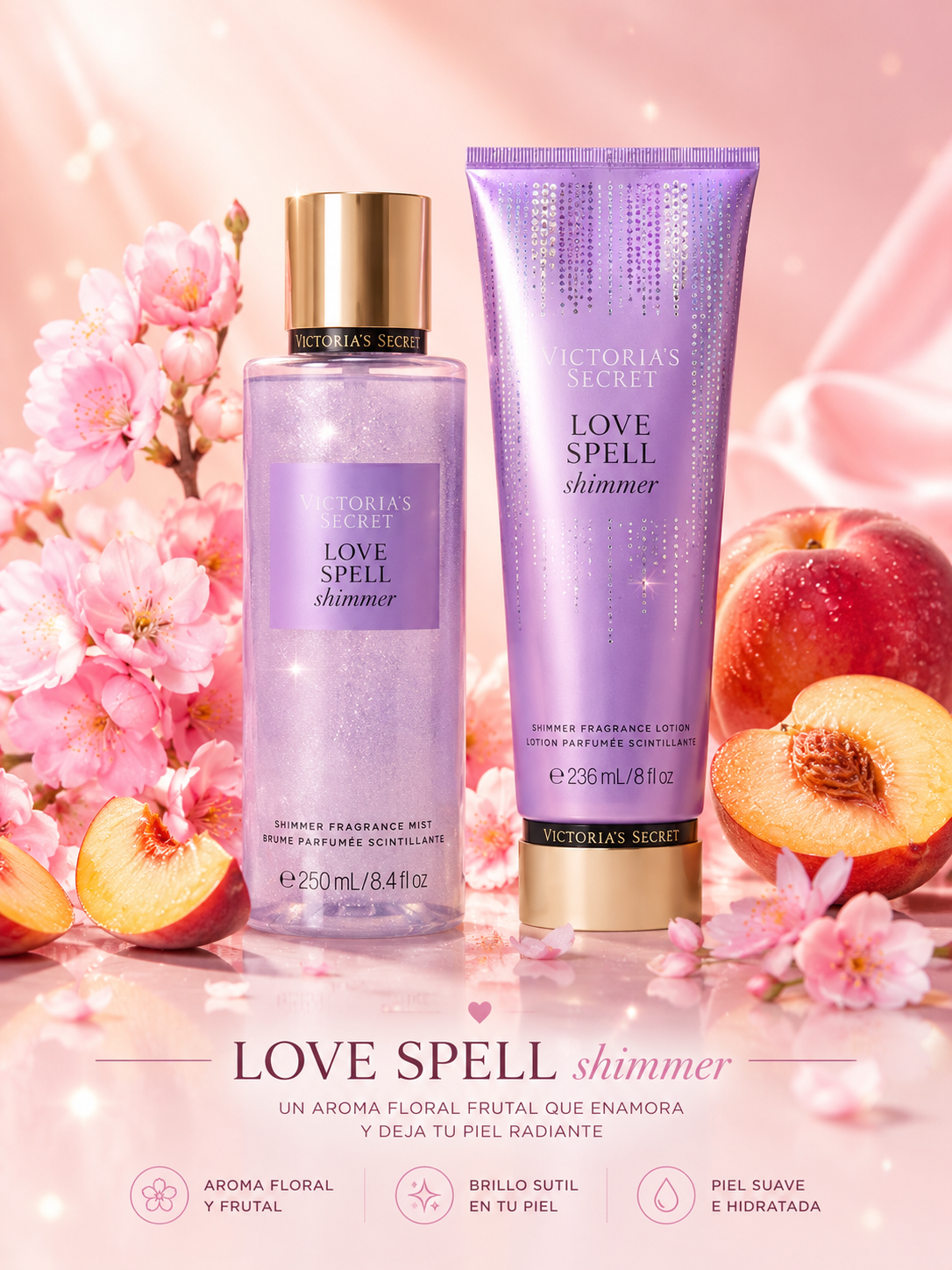 Set Victoria’s Secret Love Spell Shimmer – Brillo Radiante y Dulzura Irresistible