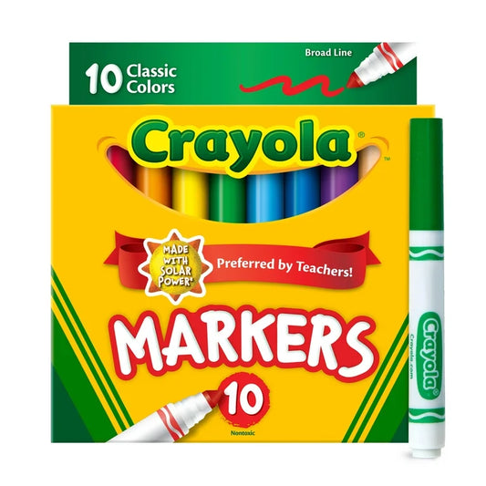 Crayola Marcadores de Trazo Ancho 10 Unidades, Colores Clásicos