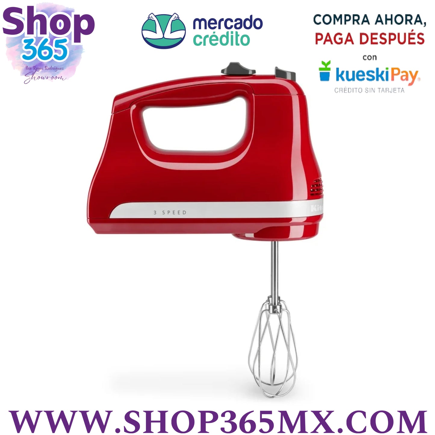 KitchenAid Mezclador de Mano 3 Velocidades, Imperio Rojo, KHM312