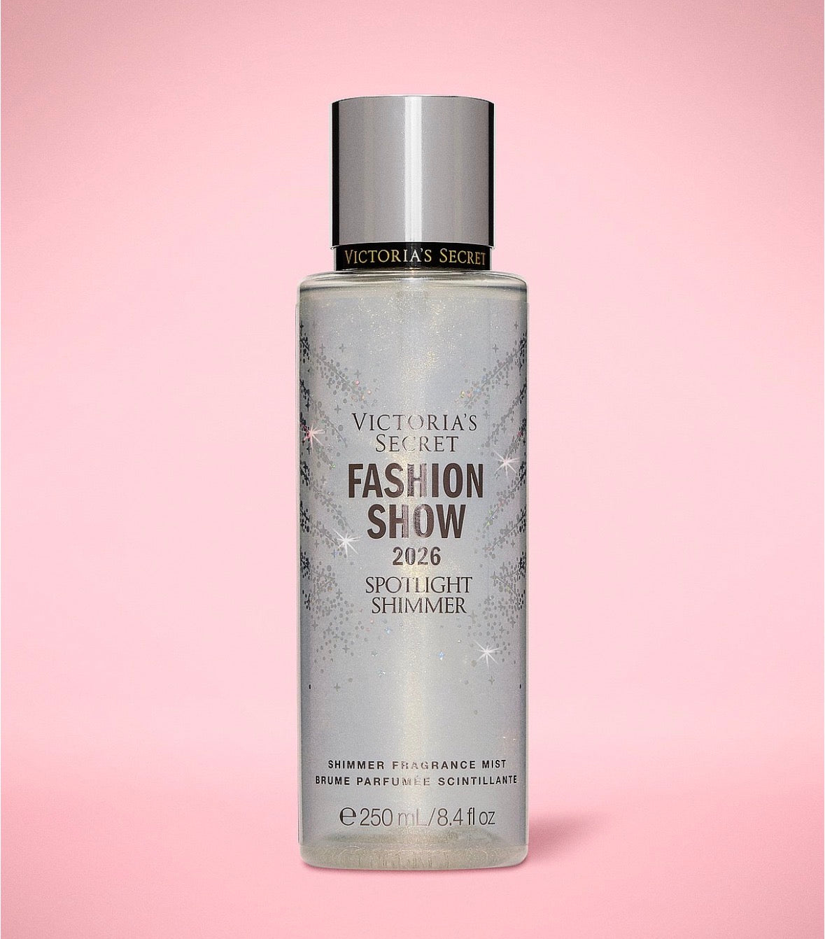 Victoria's Secret Fashion Show 2026 Spotlight Shimmer Fragrance Mist 250 ml – Spray Corporal con Brillos Plateados