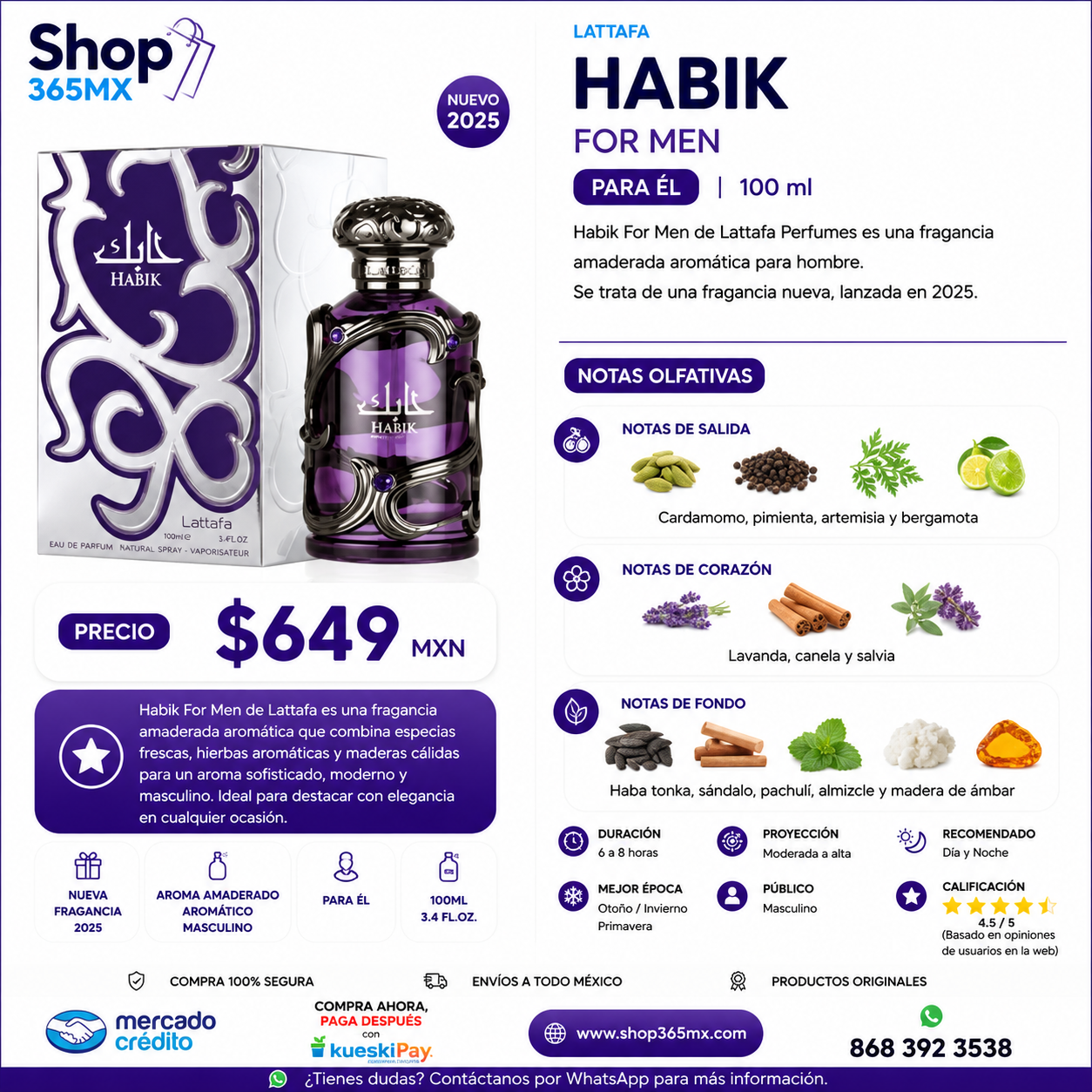 LATTAFA HABIK For Men 100ML
