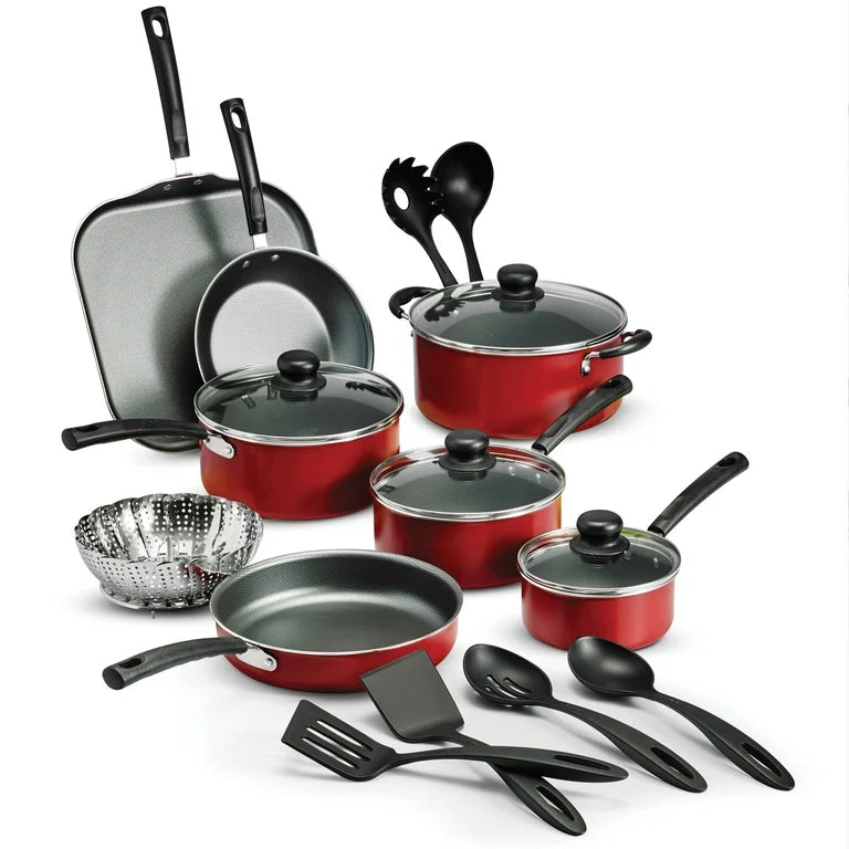 Juego de utensilios de cocina antiadherentes Tramontina Primaware de 18 piezas, rojo