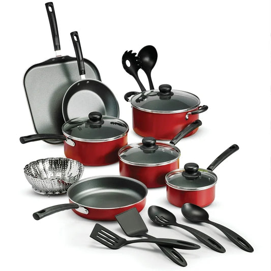 Juego de utensilios de cocina antiadherentes Tramontina Primaware de 18 piezas, rojo