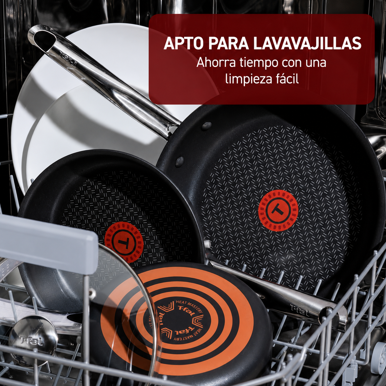 T-fal Cook & Strain Juego de Sartenes Antiadherentes de 2 Piezas, Sartenes de 10 y 11,5 Pulgadas, Negro