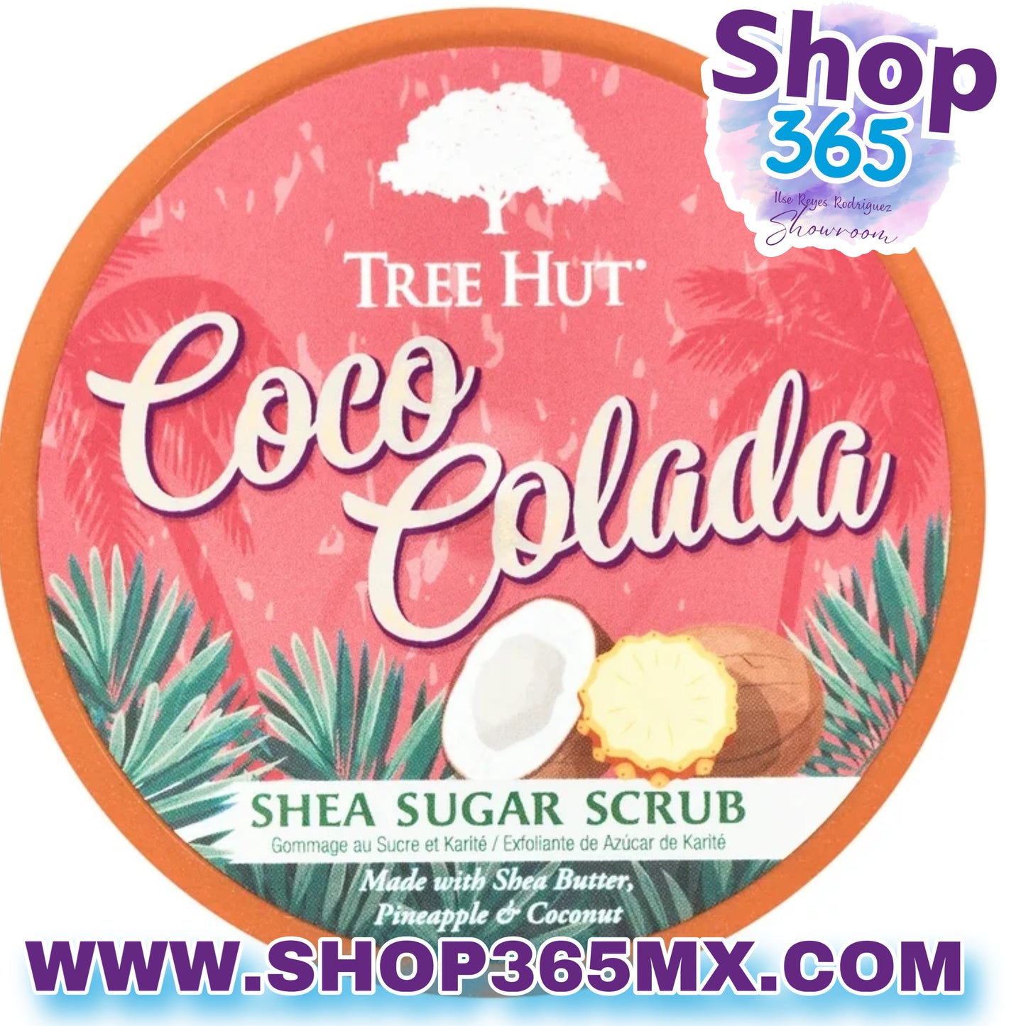 Tree Hut Exfoliante de azúcar de karité Coco Colada, 18 oz