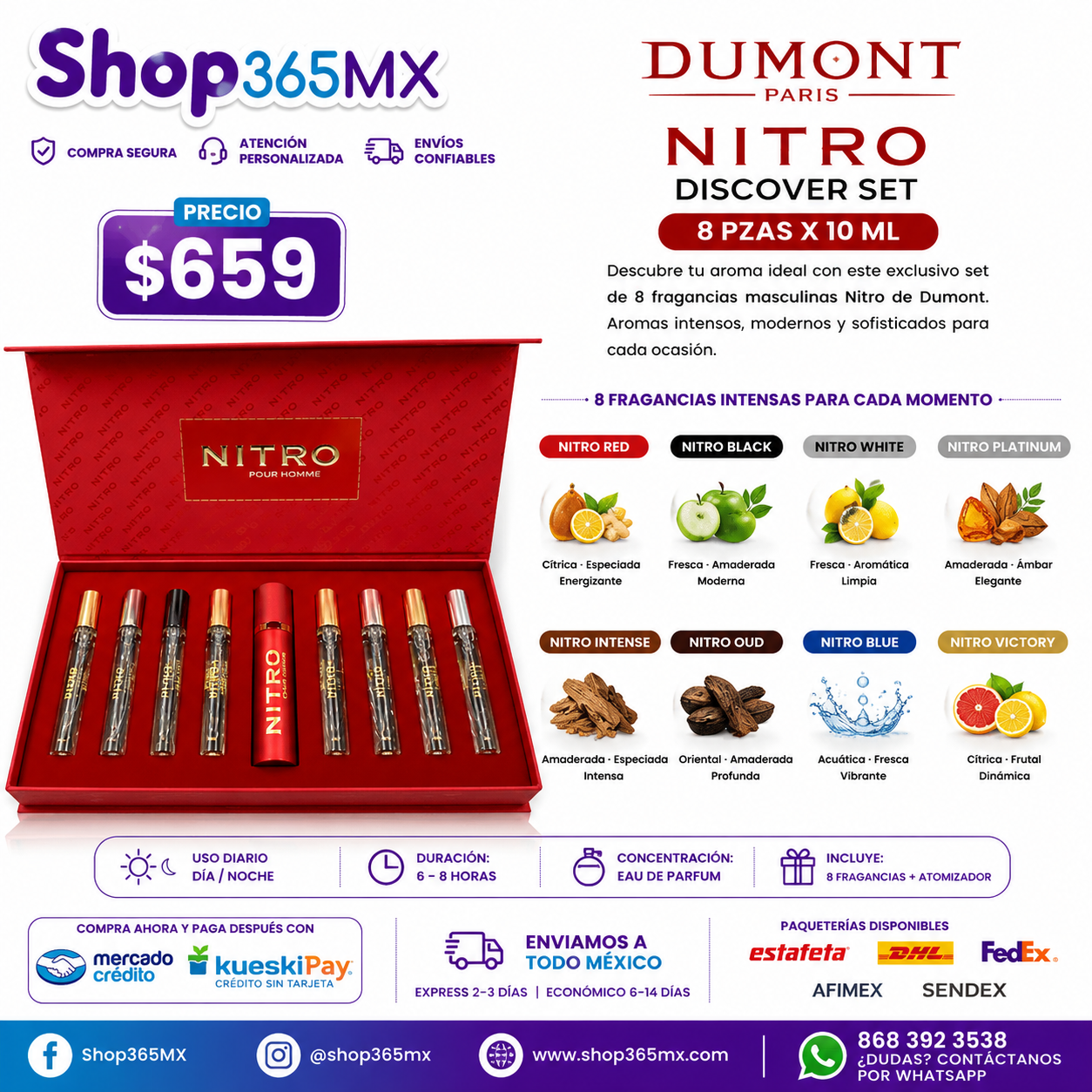 DUMONT PARIS Nitro Discover Set 8 Pzas 10ML