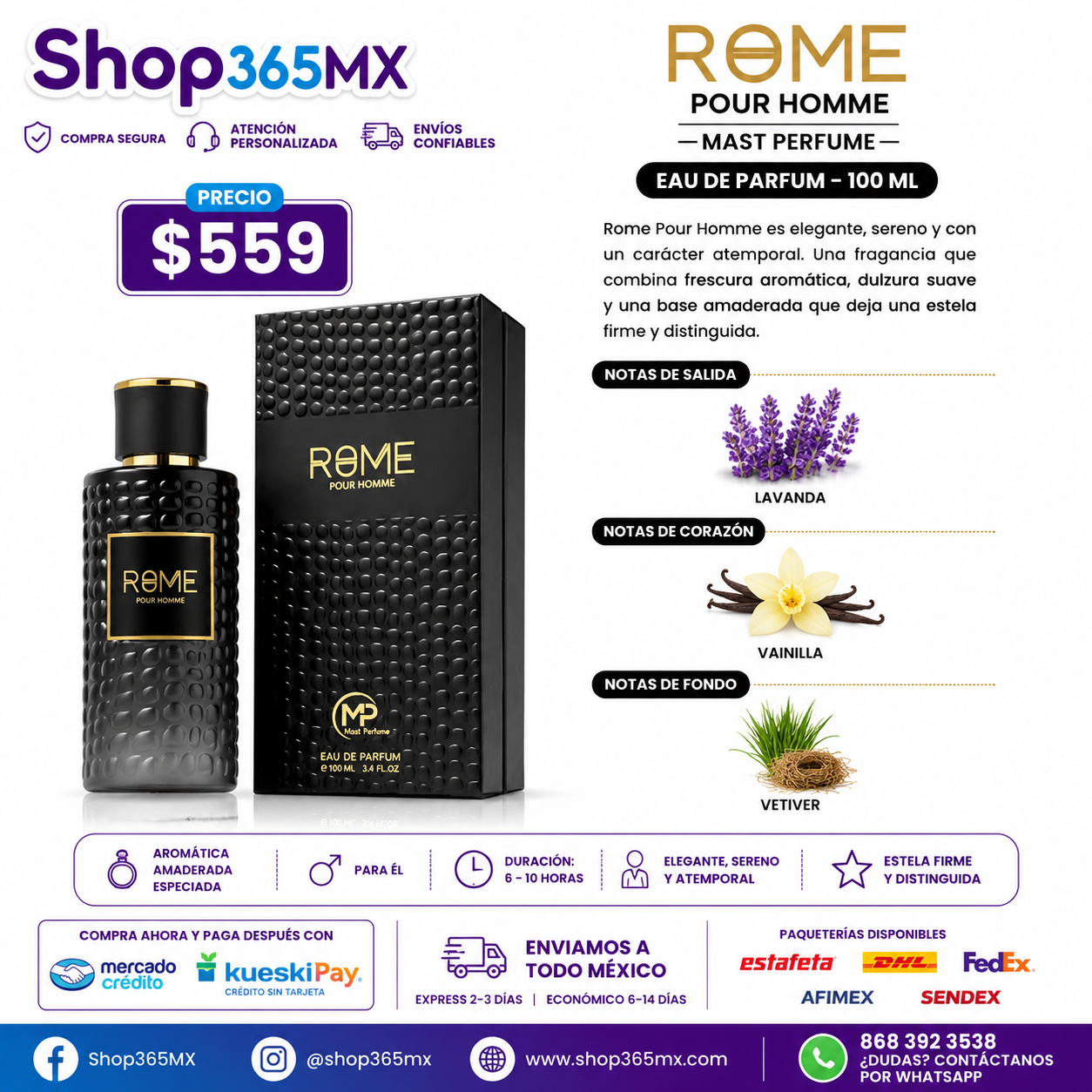 Bharara Mast Perfume Rome Pour Homme EDP H 100ML