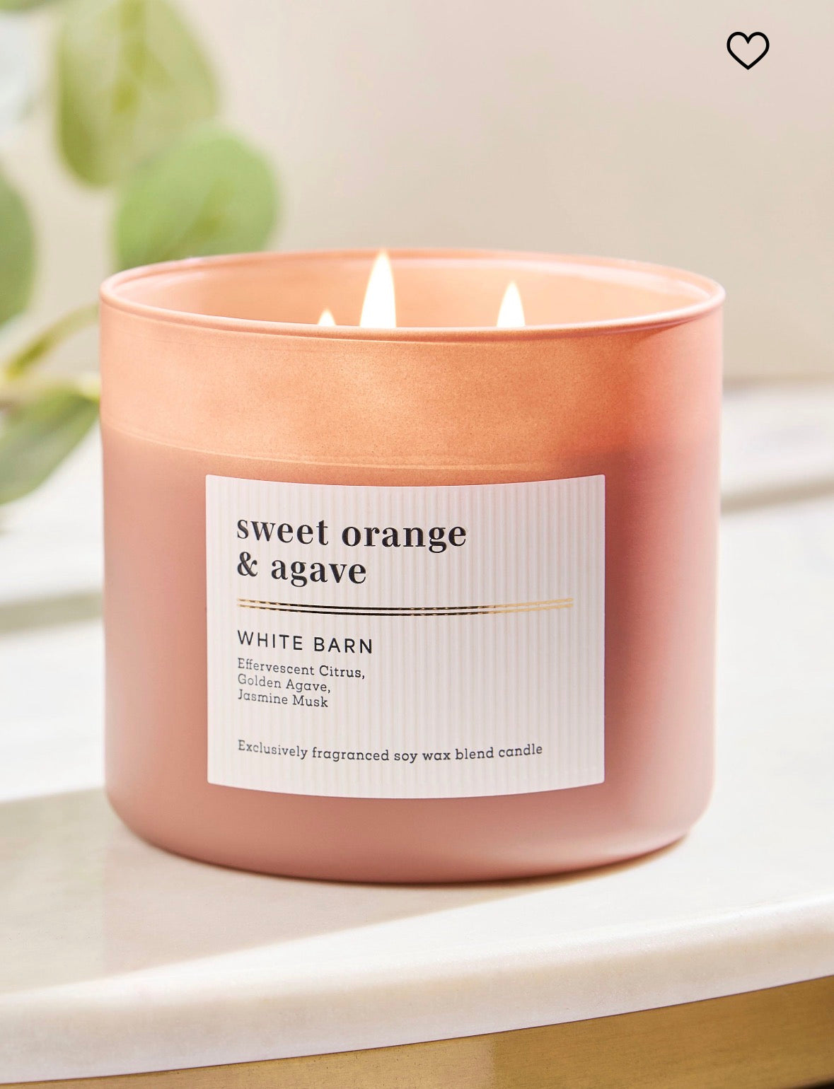 Vela Sweet Orange & Agave 3 Mechas Bath & Body Works White Barn – 14.5 oz / 411 g