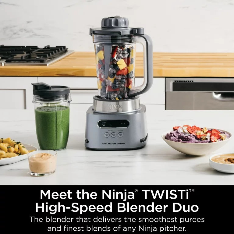 Ninja TWISTi, Licuadora de Alta Velocidad, Dúo de 3 Programas Preestablecidos con Control Automático de Calidad, Jarra con Capacidad de 34 oz, SS150