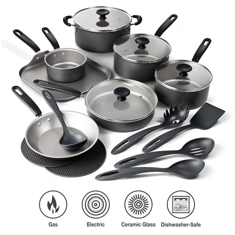 Tramontina Primaware Juego de Utensilios de Cocina Antiadherentes de 18 Piezas, Asfalto