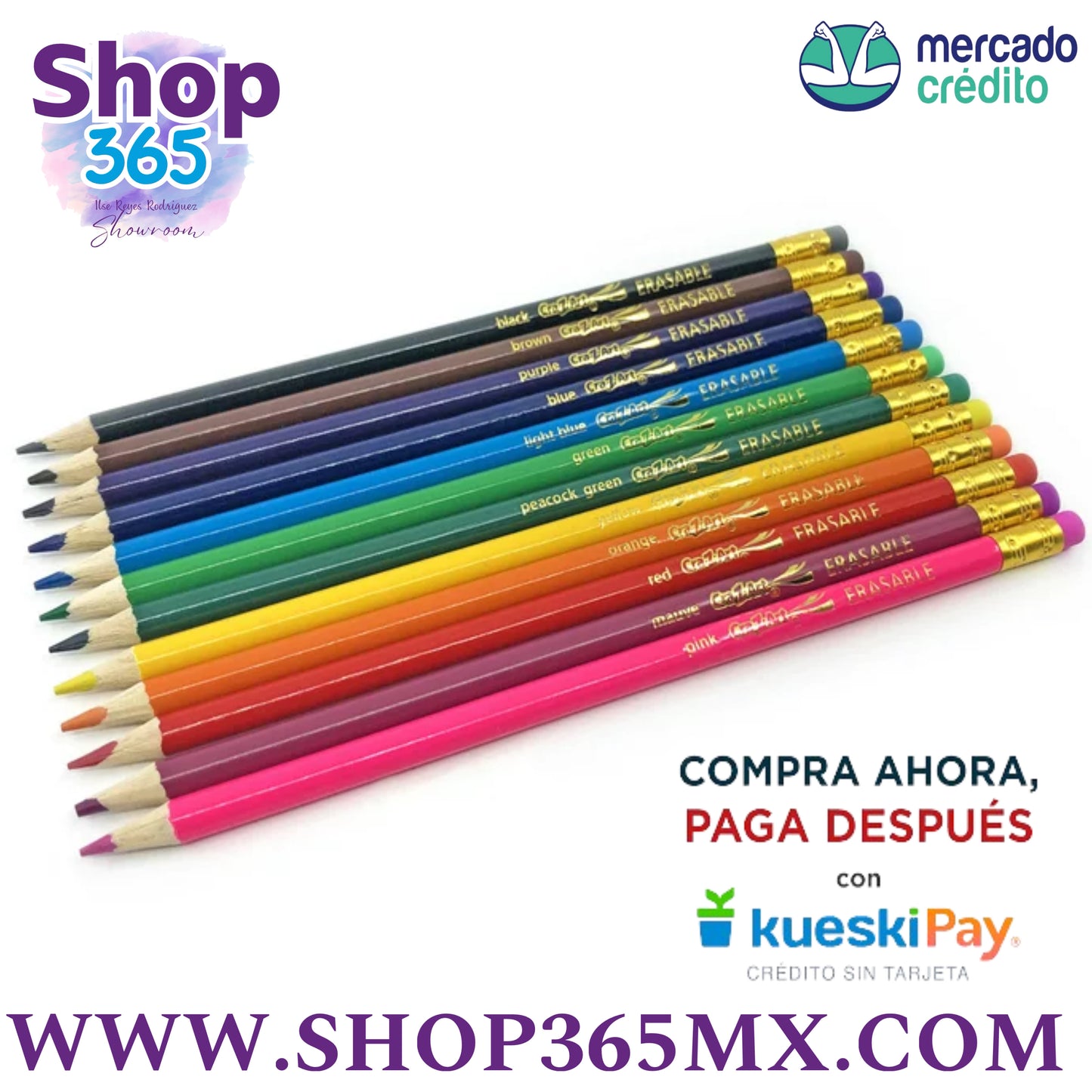 Cra-Z-Art Lápices de colores borrables, paquete de 12, para principiantes, niños y adultos, suministros para el regreso a la escuela