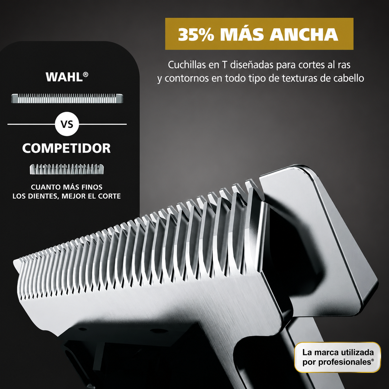 Wahl T-Pro Plus, USB Rechargeable Battery Trimmer, Gold with Rubber Grips - 3028171