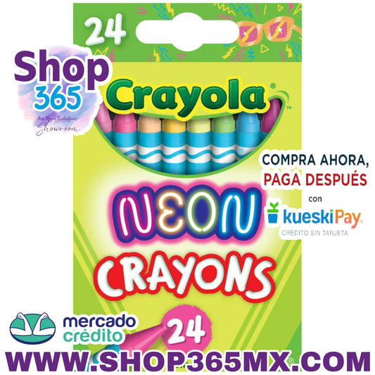 Crayola Neon Crayons, 24 quilates, útiles escolares y para maestros, artículos de arte, regalos creativos para niños principiantes