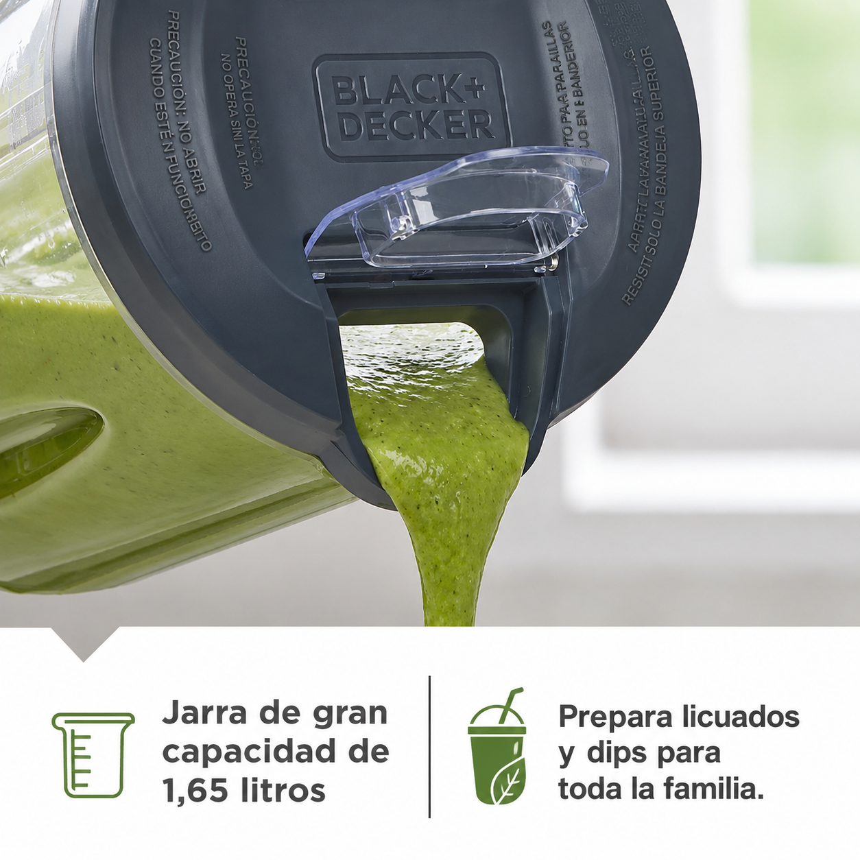 Black & Decker Ice Triturar Licuadora con 56 Onzas (7 Tazas) PerfectPour Tarro de Plástico, Potente Hoja de Acero Inoxidable de 6 Puntas, 8 Velocidades Más Pulso, 700 Vatios Pico de Potencia, BL2209PB