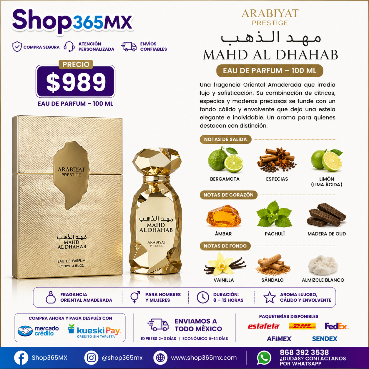 ARABIYAT PRESTIGE MAHD AL DHAHAB EDP U 100ML