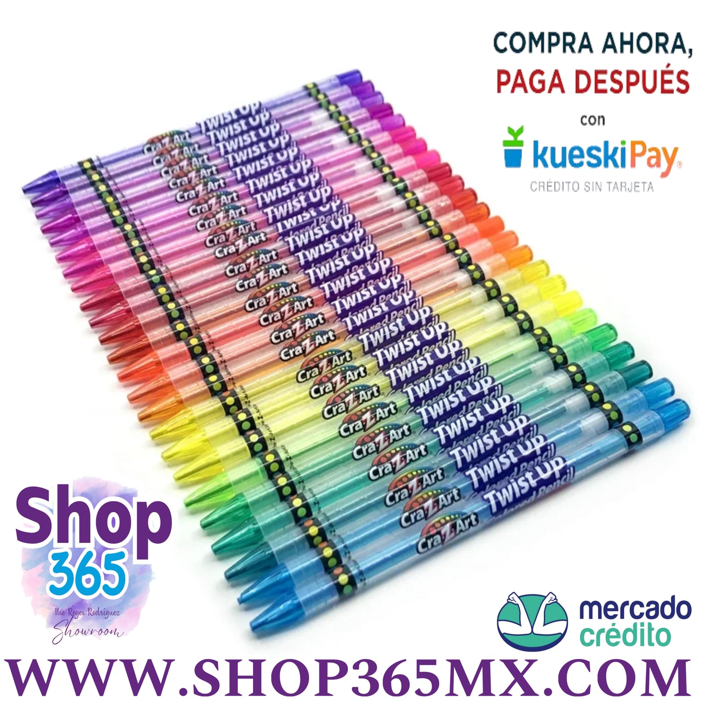 Cra-Z-Art Lápices de colores Neon Twist up, 24 unidades, multicolor, principiante, niño a adulto