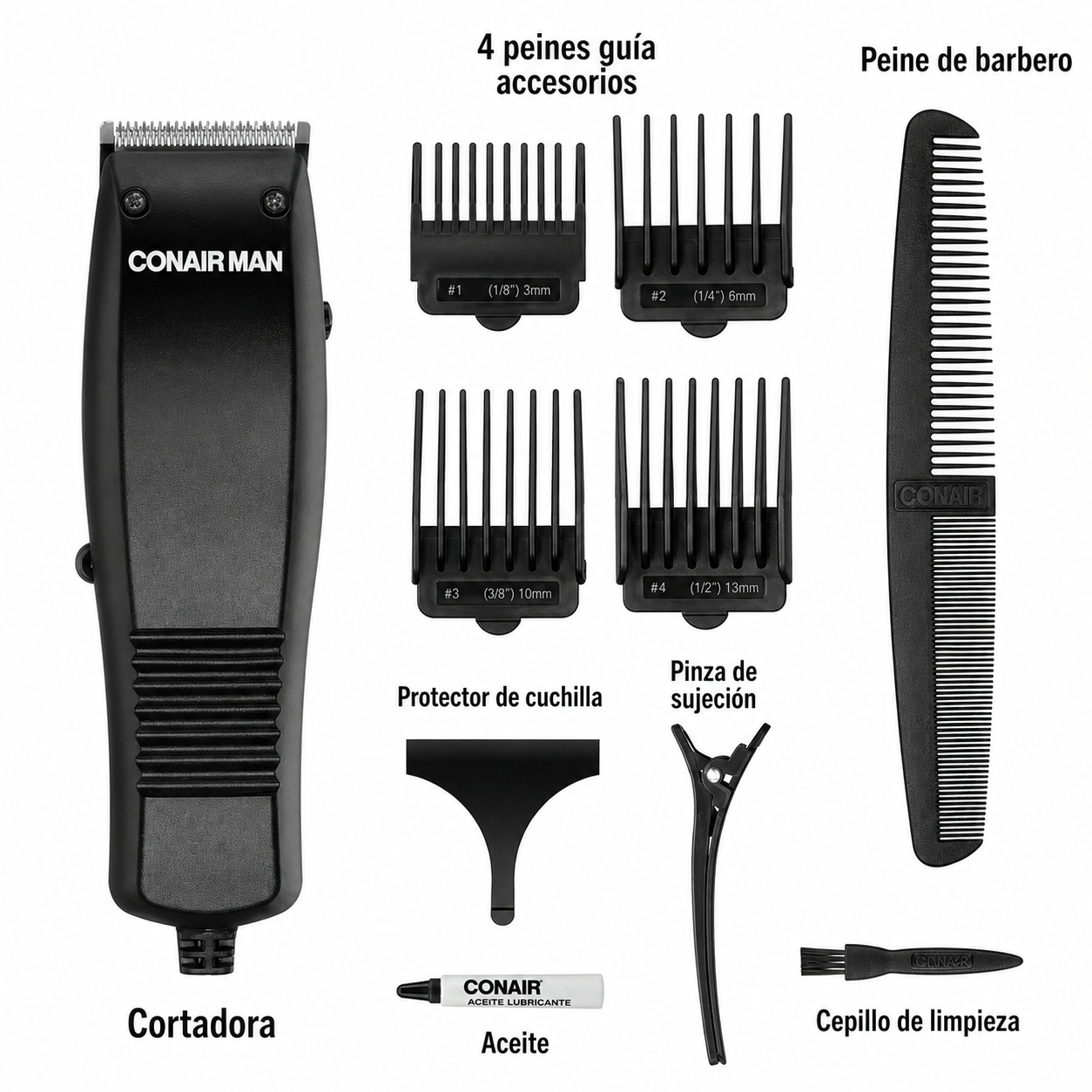 ConairMAN Kit de Corte de Pelo para Hombre de Corte Simple 10 Piezas