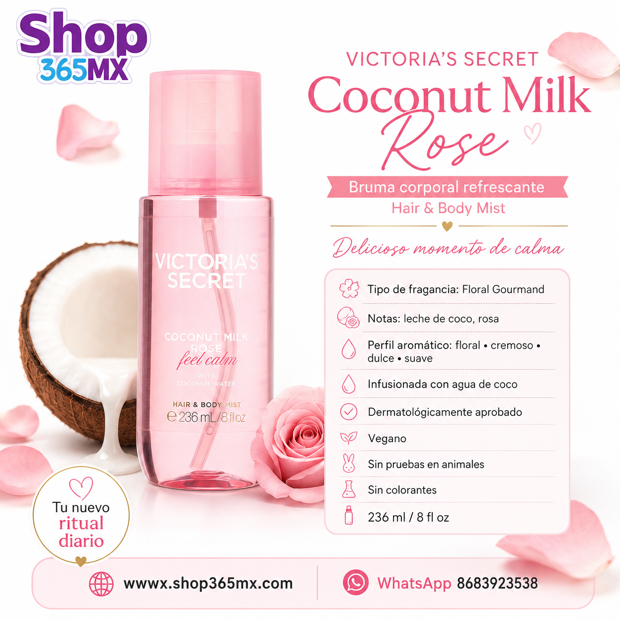 Coconut Milk Rose Victoria’s Secret Hair & Body Mist 236 ml Original